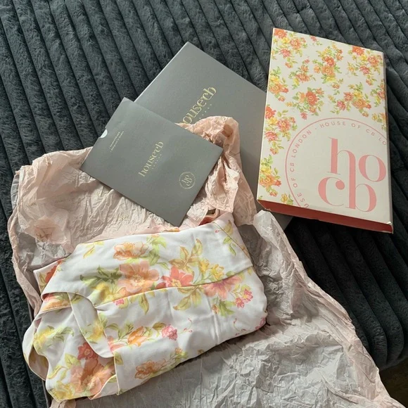 House of CB Bunny Peach Poppy Print Twill Mini Dress - Picture 5 of 5